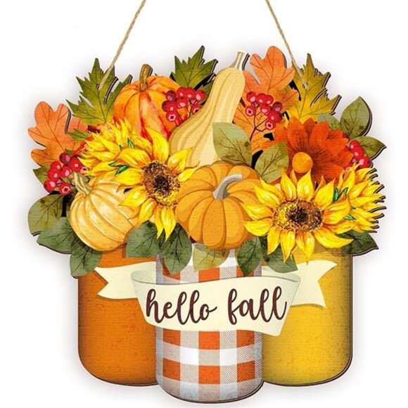 Thanksgiving Welcome Sign Fall Wall Art Wood Autumn Maple Door Decor - Picture 7 of 7